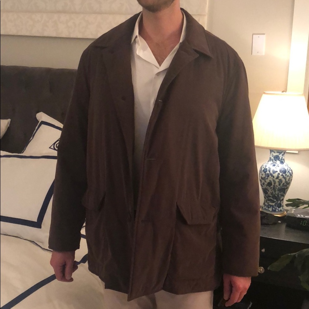 Enrico Mandelli brown cashmere down jacket.